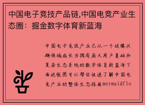 中国电子竞技产品链,中国电竞产业生态圈：掘金数字体育新蓝海